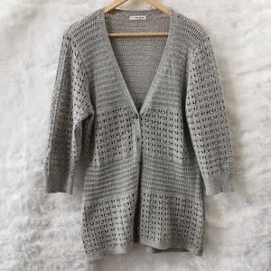 DKNY Grey Knit Cardigan 3/4 Sleeves